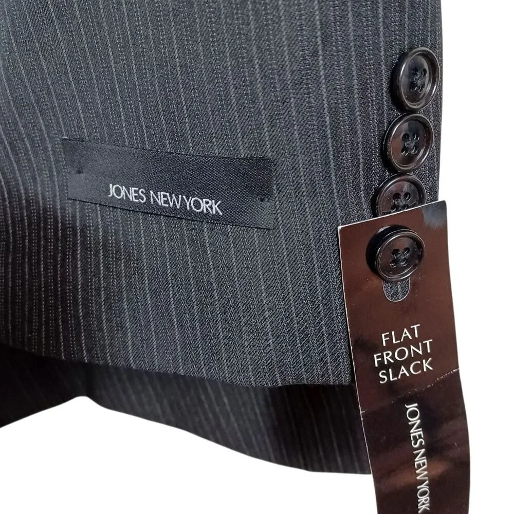 NWT Cashmere Wool Jones New York 48 Black PinStripe Classic Blazer Sport coat